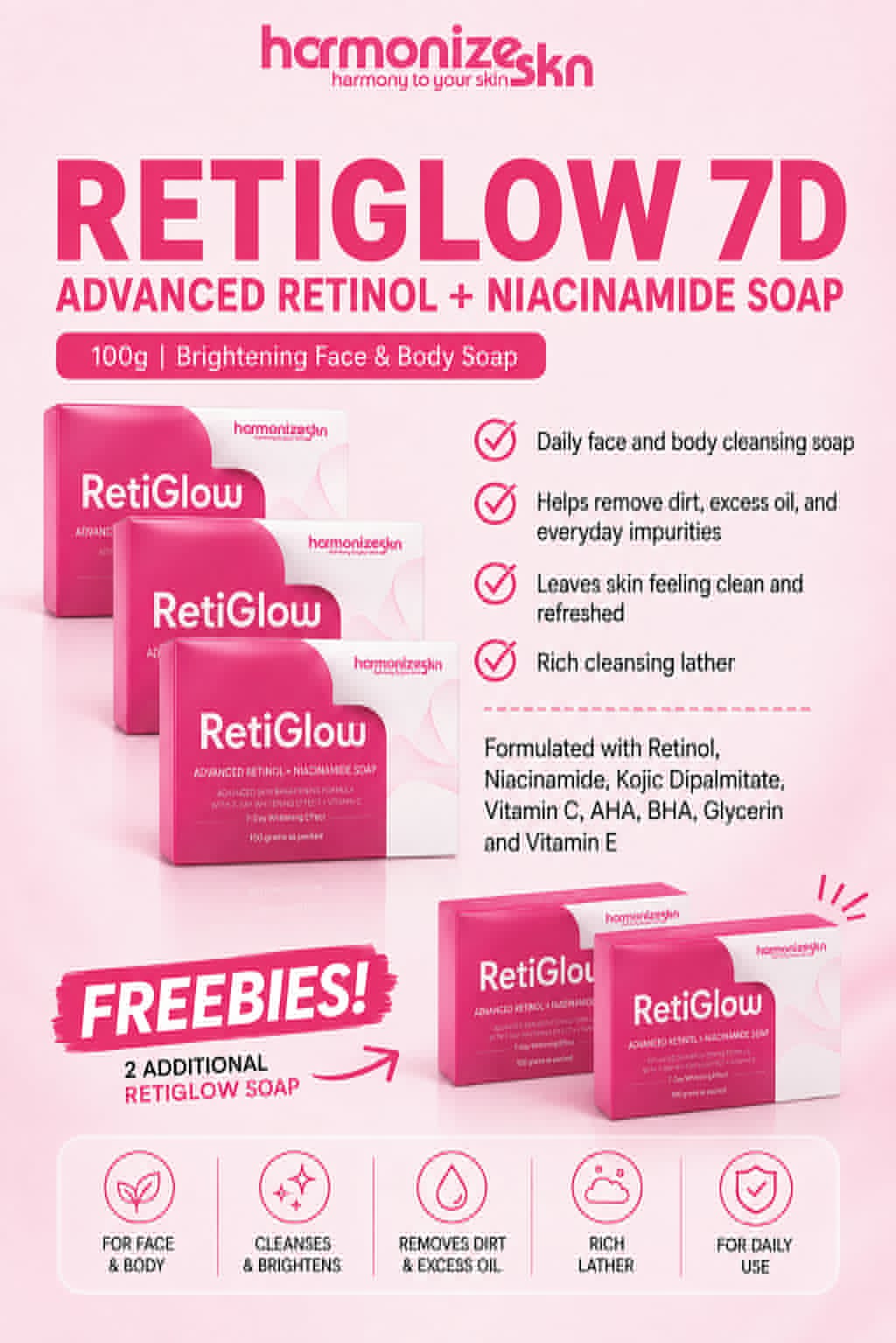 HormonizeSkn RetiGlow 7D Advanced Retinol + Niacinamide Soap