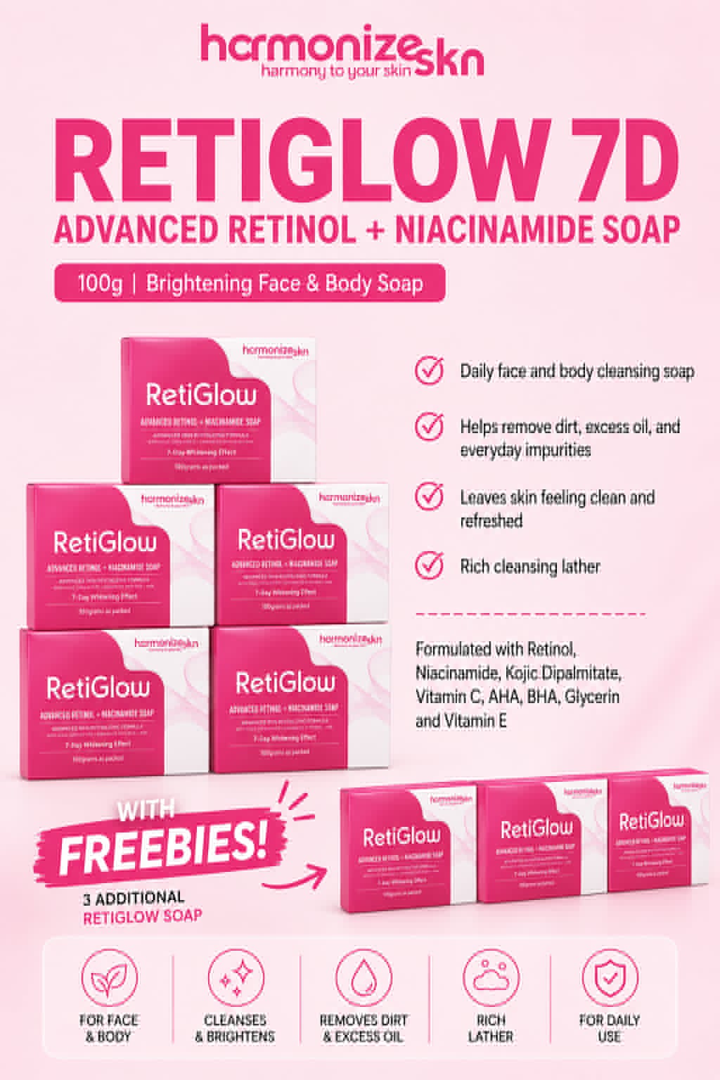 HormonizeSkn RetiGlow 7D Advanced Retinol + Niacinamide Soap