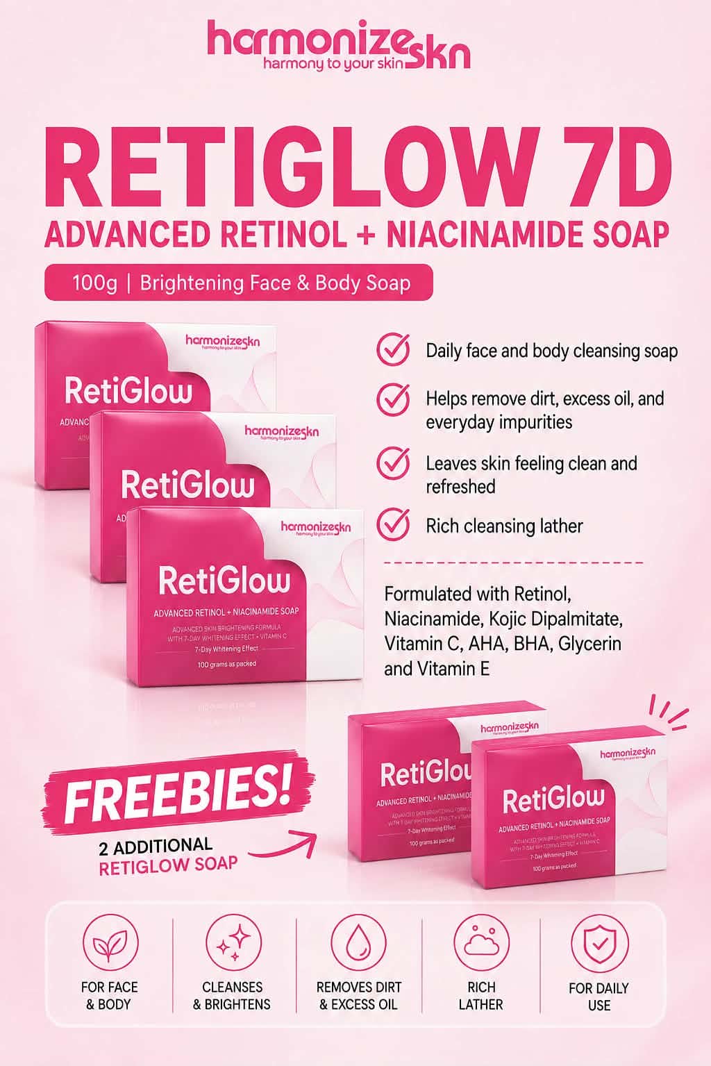 HormonizeSkn RetiGlow 7D Advanced Retinol + Niacinamide Soap